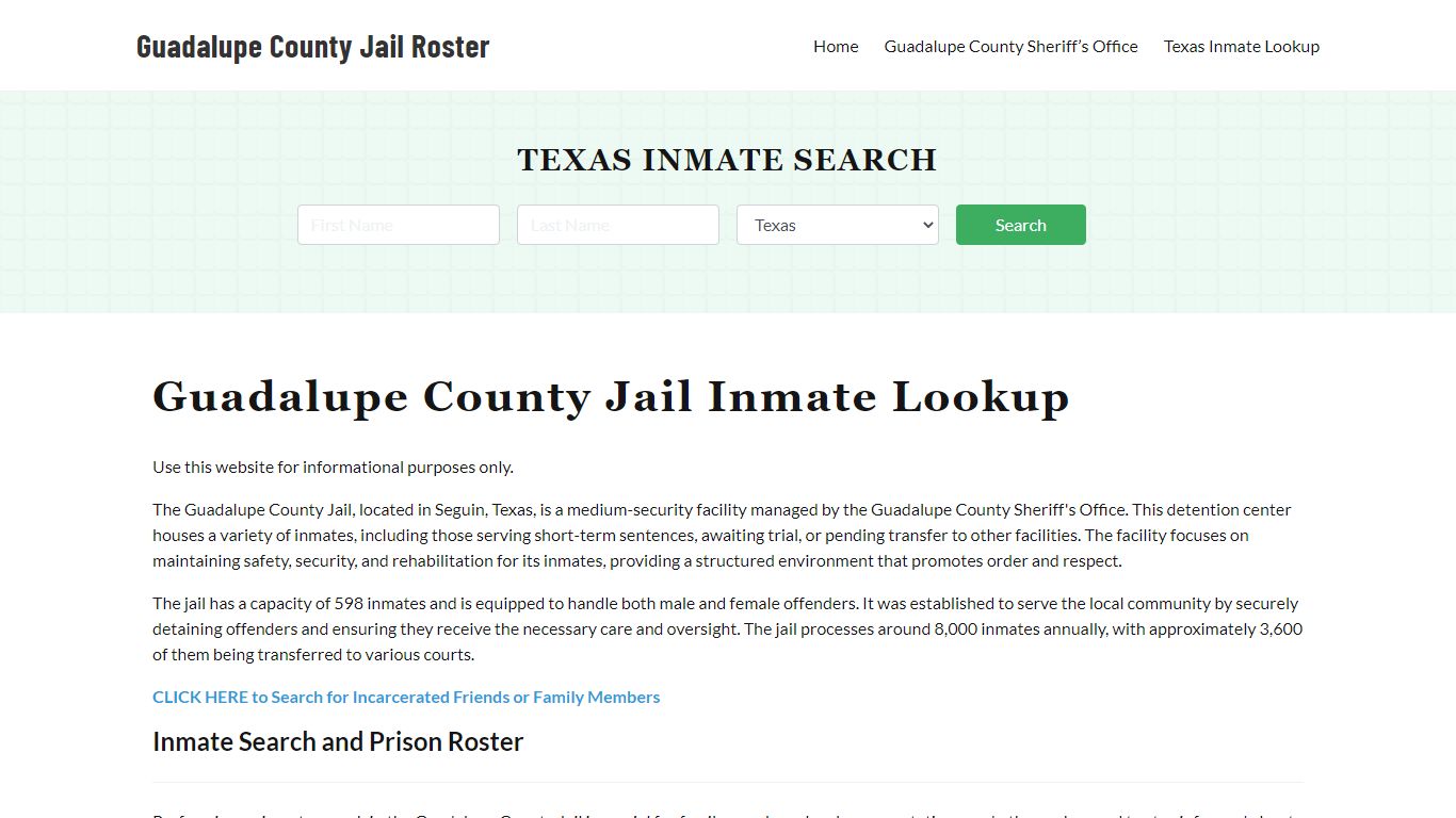 Guadalupe County Jail Roster Lookup, TX, Inmate Search